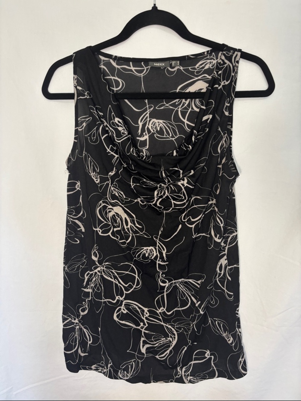 Mexx Black & White Floral Cowl-Neck Camisole